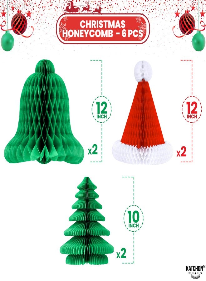 KatchOn, Christmas Hat and Tree Honeycomb - Pack of 6 | Christmas Table Centerpieces for Honeycomb Christmas Decorations Indoor | Hanging Christmas Decorations | Hanging Honeycomb Christmas Trees - Image 2