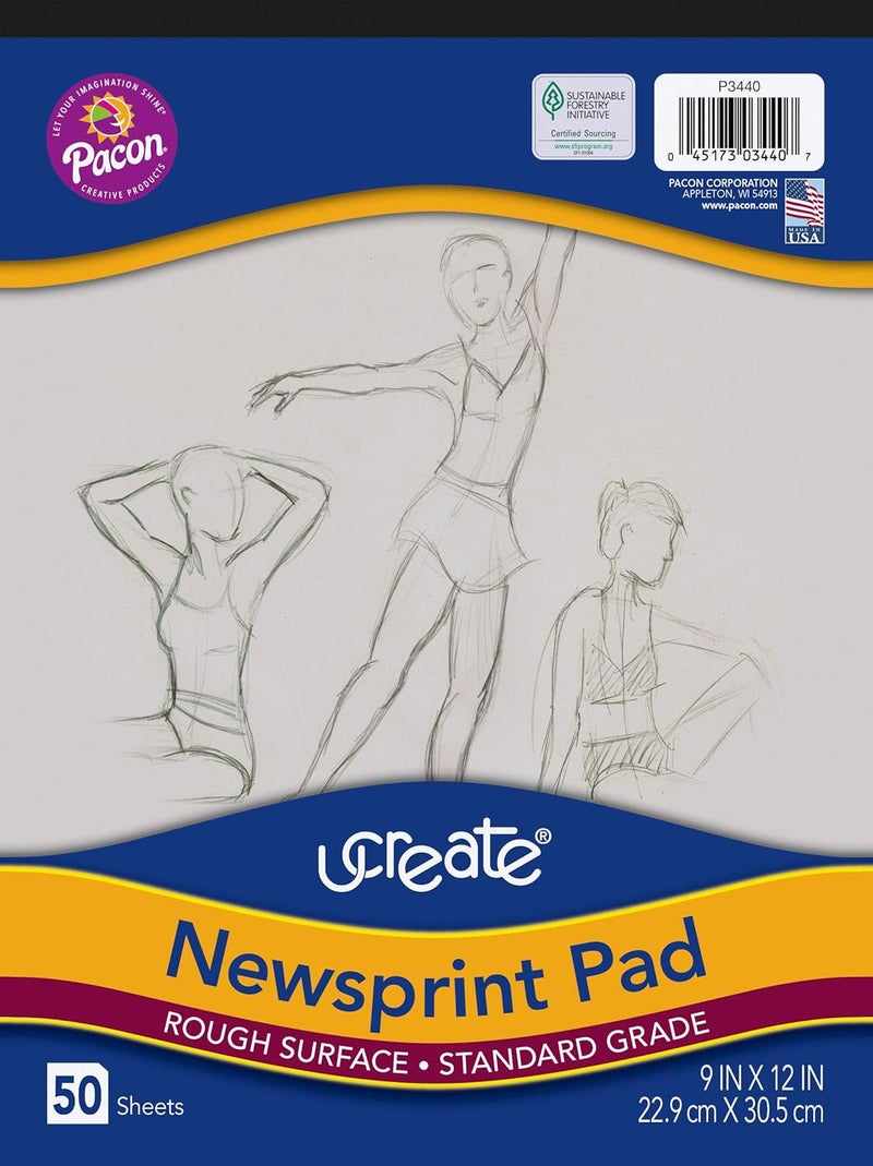 UCREATE Art1st 3440 Standard Newsprint Paper, White - Image 1