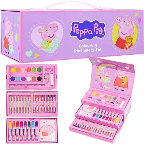Peppa Pig Art Case for Girls Colored Pencils Crayons Markers Watercolors Art Supplies Drawing Supplies Travel Stationery Box Gifts for Girls - Image 1