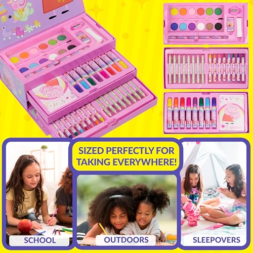 Peppa Pig Art Case for Girls Colored Pencils Crayons Markers Watercolors Art Supplies Drawing Supplies Travel Stationery Box Gifts for Girls - Image 3