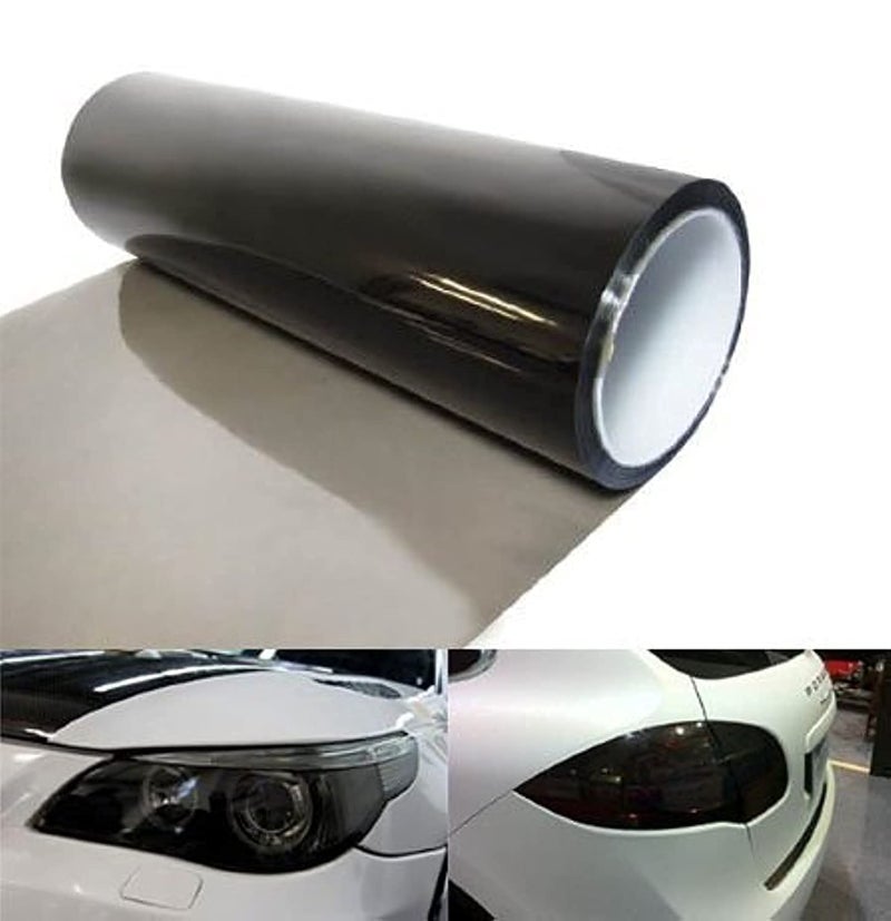 F & B LED LIGHTS فيلم فينيل ملصق ذاتي للأنوار الأمامية والخلفية وأنوار الضباب 12 × 48 بوصة (أسود فاتح) - Image 1