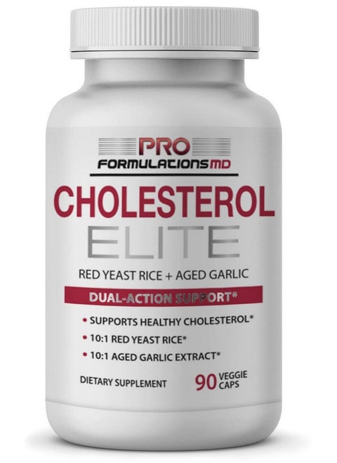 Cholesterol Elite - Dual Action Cholesterol Support - 90 Vcaps - Powered By Red Yeast Rice & Aged Garlic Extract - Enhanced With Inositol & Artichoke Extract