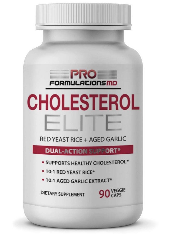 Pro Formulations MD - Cholesterol Elite - Dual Action Cholesterol Support - 90 Vcaps - Powered By Red Yeast Rice & Aged Garlic Extract - Enhanced With Inositol & Artichoke Extract - Image 1