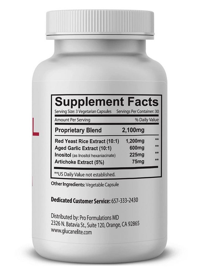 Pro Formulations MD - Cholesterol Elite - Dual Action Cholesterol Support - 90 Vcaps - Powered By Red Yeast Rice & Aged Garlic Extract - Enhanced With Inositol & Artichoke Extract - Image 1