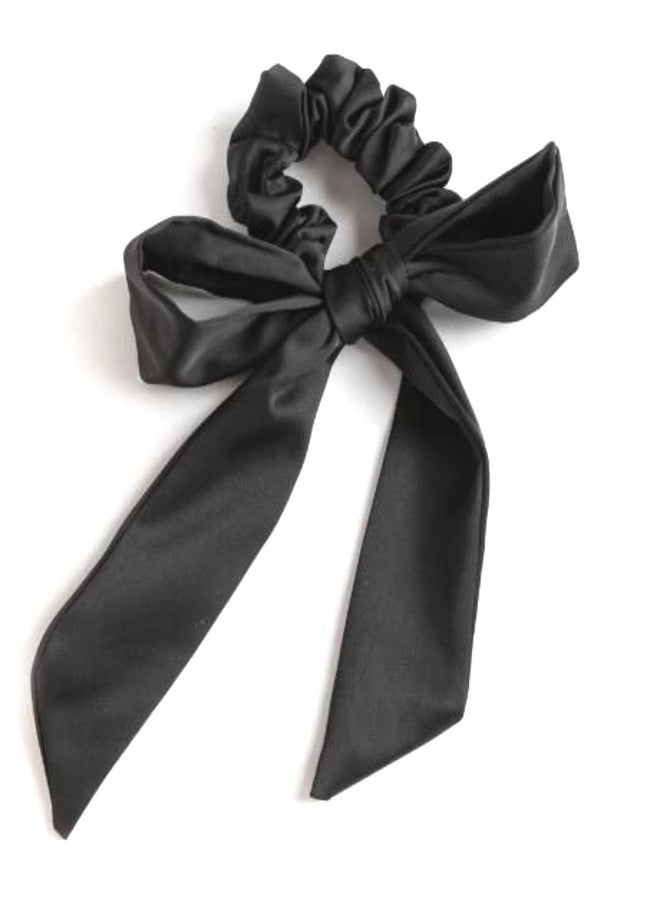 IBDA Beautiful Jet Black Knotted Long Hair Scrunchie, Hair Ties, Handmade, Pack of 01 Woman stylish Scrunchies Extra Soft Elastic to Avoid Pulling & Tugging, Prevents Hair Damage. Fancy Part Wear - Image 1