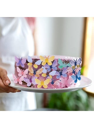 72 pcs Edible Butterfly Cupcake Toppers — Realistic Edible Dessert Decorations Perfect for Weddings, Baby Showers, and Themed Birthday Parties; Assorted Sizes and Vibrant Colors... - view 5