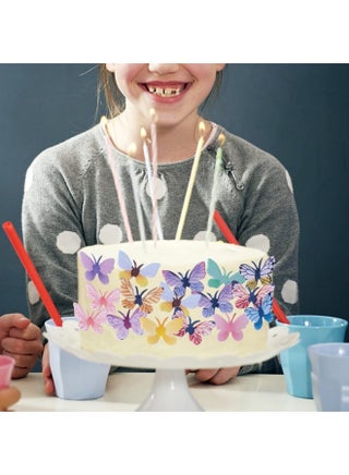 72 pcs Edible Butterfly Cupcake Toppers — Realistic Edible Dessert Decorations Perfect for Weddings, Baby Showers, and Themed Birthday Parties; Assorted Sizes and Vibrant Colors... - view 4