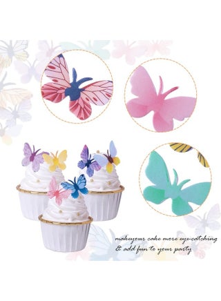 72 pcs Edible Butterfly Cupcake Toppers — Realistic Edible Dessert Decorations Perfect for Weddings, Baby Showers, and Themed Birthday Parties; Assorted Sizes and Vibrant Colors... - view 3