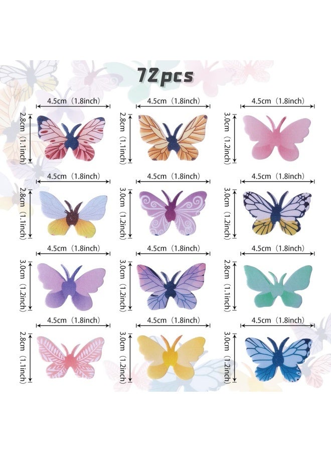 72 Packs Edible Butterfly Cupcake Toppers 3D Butterfly Cupcake Picks Realistic Butterfly Dessert Decorations for Wedding Baby Shower Themed Birthday Party Cake Decorations Mixed Size Colorful… - Image 2