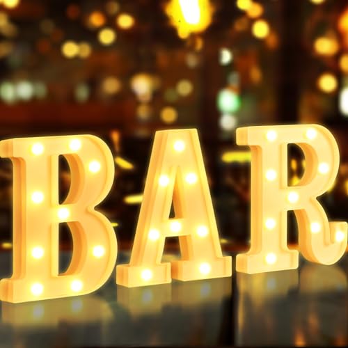 GPUSFAK BAR Marquee Light Up Letters - LED Letter Number Light Sign Decoration for Birthday Home Table Decor White - Image 2