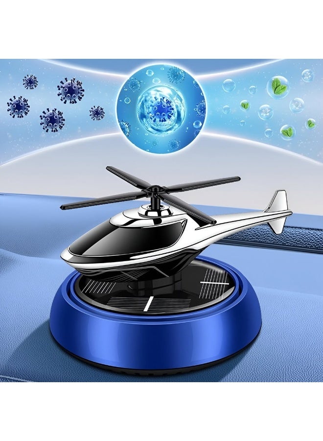 معطر جو يعمل بالطاقة الشمسية على شكل طائرة هليكوبتر - معطر جو دوار بمروحة تعمل بالطاقة الشمسية - موزع عطور على لوحة قيادة السيارة للديكور الداخلي، لإزالة الروائح الكريهة، ورائحة منعشة تدوم طويلاً. - Image 3