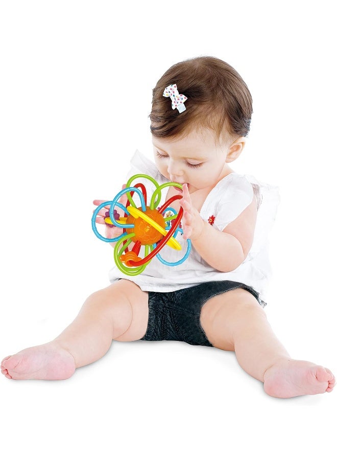 HOLA Honeycomb Teething Toy, Soft Tpu Material For Gentle Gum Massage, Spinning Ball With Sound Effects, Movable Rings For Fine Motor Skills, Teething Relief For Babies, Baby Rattle Toy, Teether, 0M+  - Image 2