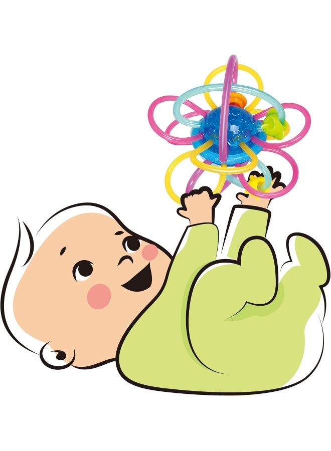 HOLA Honeycomb Teething Toy, Soft Tpu Material For Gentle Gum Massage, Spinning Ball With Sound Effects, Movable Rings For Fine Motor Skills, Teething Relief For Babies, Baby Rattle Toy, Teether, 0M+  - Image 3