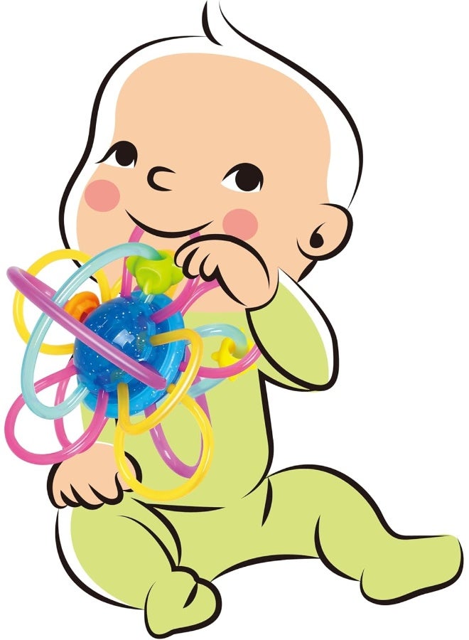 HOLA Honeycomb Teething Toy, Soft Tpu Material For Gentle Gum Massage, Spinning Ball With Sound Effects, Movable Rings For Fine Motor Skills, Teething Relief For Babies, Baby Rattle Toy, Teether, 0M+  - Image 4