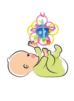 HOLA Hola Honeycomb Teething Toy, Soft TPU Material for Gentle Gum Massage, Spinning Ball with Sound Effects, Movable Rings for Fine Motor Skills, Teething Relief for Babies, Baby Rattle Toy, Teether, 0M+  - Image 1