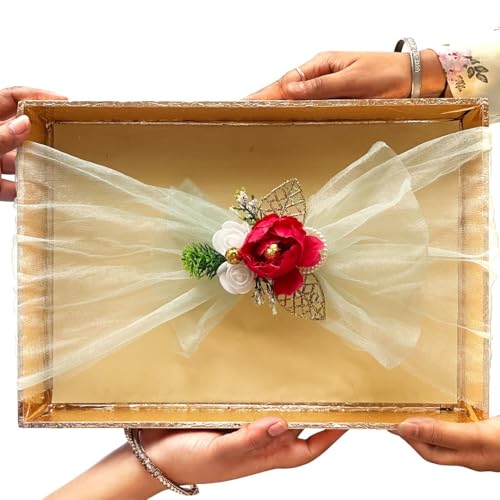 ADIKALA™ Handmade Artificial Big Peony and Foam Flowers Bunch for Trousseau Packing, Ready to use Flower Brooch Hamper for Decoration, Gift Wrapping Flowers (6, Red) - Image 2
