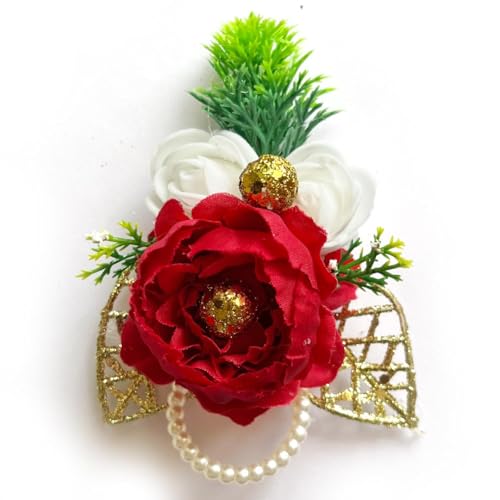 ADIKALA™ Handmade Artificial Big Peony and Foam Flowers Bunch for Trousseau Packing, Ready to use Flower Brooch Hamper for Decoration, Gift Wrapping Flowers (6, Red) - Image 4