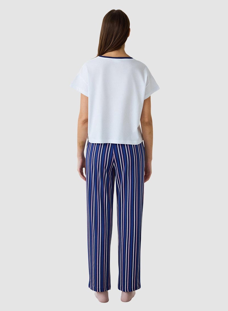 Penti Hello Kitty Striped Short Sleeve Crew Neck Pyjama Set - Image 2