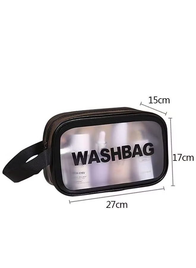 حقيبة تخزين مكياج محمولة، حقيبة أدوات الزينة للسفر، قابلة للفصل بين الجاف والرطب، حقيبة شفافة مقاومة للماء - Image 2