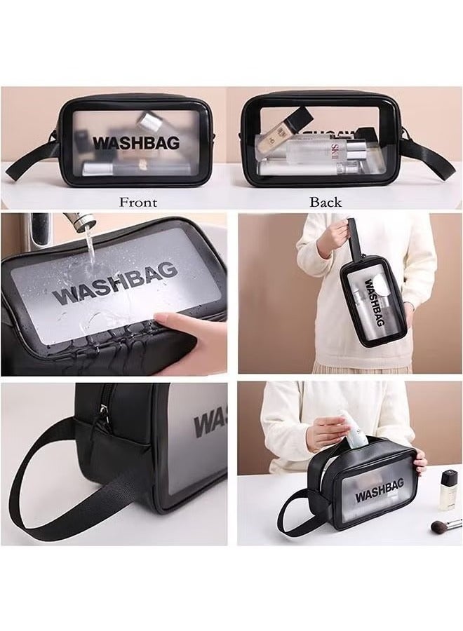 حقيبة تخزين مكياج محمولة، حقيبة أدوات الزينة للسفر، قابلة للفصل بين الجاف والرطب، حقيبة شفافة مقاومة للماء - Image 3