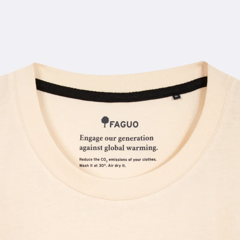 Faguo Arcy Duck - Embroidered Ecru t-shirt in recycled cotton