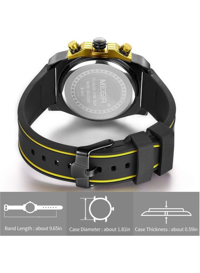 ميجر ساعة رياضية للرجال بسوار من السيليكون كرونوغراف 2051 - Image 3