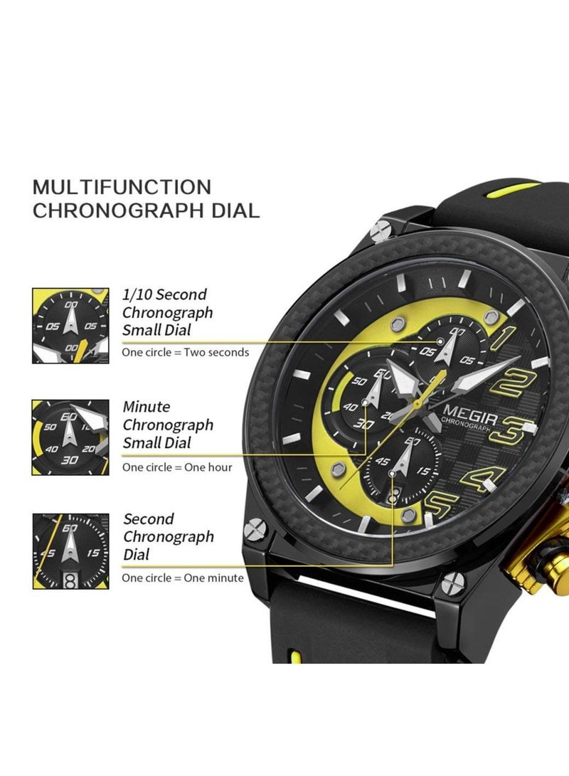 ميجر ساعة رياضية للرجال بسوار من السيليكون كرونوغراف 2051 - Image 5