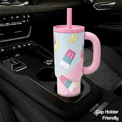 House of Quirk 1200ml Stainless Steel Tumbler with Handle, Straw & Straw Cap | Leakproof Water Bottle | Large Capacity Travel Mug (Hot Stuff) - Image 5