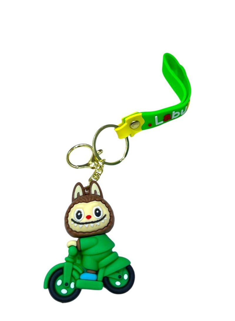 Labubu Motorcycle Keychain - Fun and Stylish Design 💚 🏍️ Stand out with a unique and attractive accessory! High-quality soft silicone keychain - Featuring a cute cartoon Labubu on a motorcycle - Perfect for keys or as a bag accessory - A great gift that adds a fun touch to your everyday essentials!