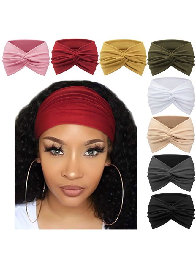 DRESHOW 8 Pcs Wide African Turban Headbands for Women - Vintage Wrap for Sports, Workouts, and Hair Accessories - Image 1