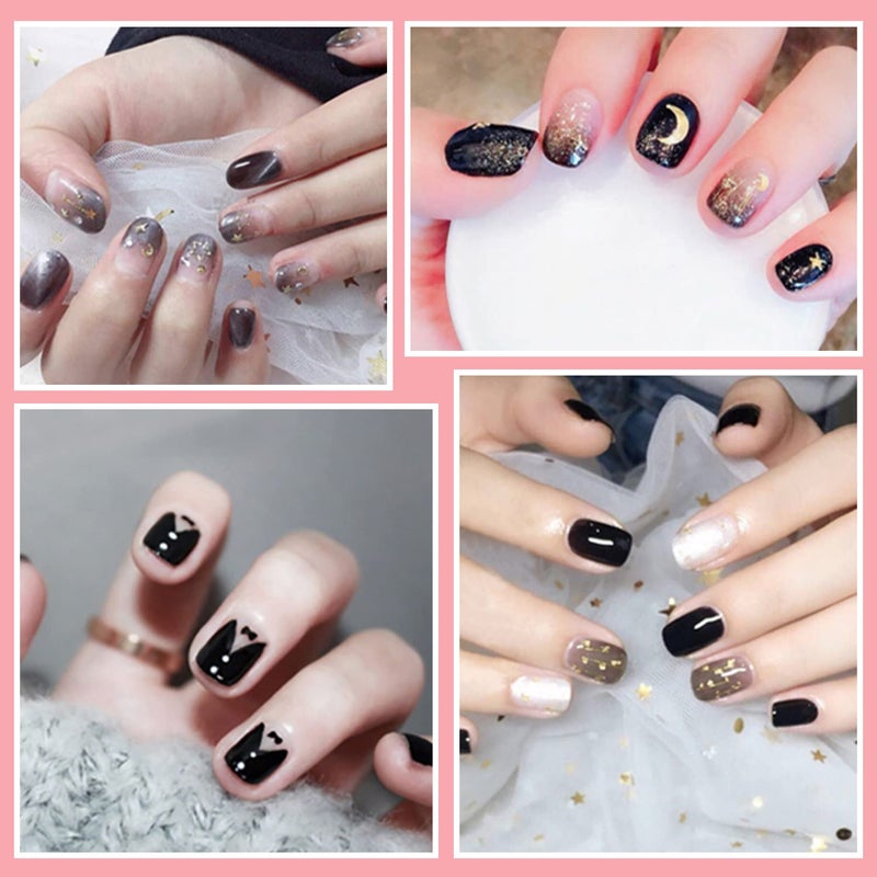 SILPECWEE 20 Sheets Black Style Nail Wraps for Women Stick on Nail Polish Strips Glitter Solid Color Self Adhesive Nail Polish Stickers Fingernail Manicure Sticker Nail Art with 1pc Nail File - Image 5