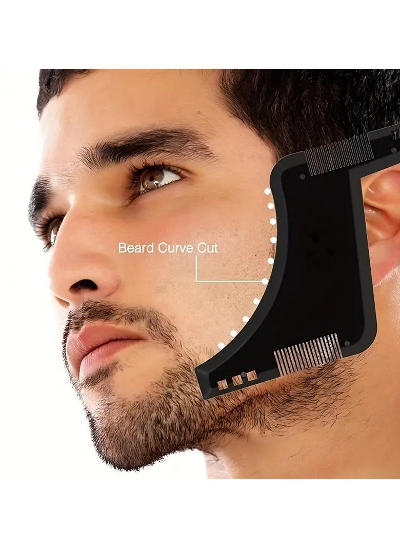 Goolsky Men's Beard Shaping Styling Template Beard Hair Comb, Facial Hair Beard Trim Template Style Brush Beard Comb  - Image 1