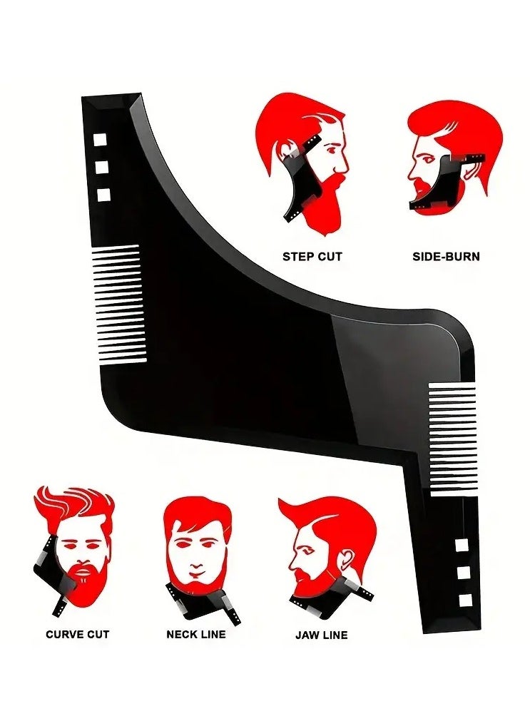Goolsky Men's Beard Shaping Styling Template Beard Hair Comb, Facial Hair Beard Trim Template Style Brush Beard Comb  - Image 4