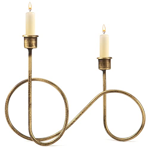 SUJUN Twisted Brass Style Candle Holder, Candlestick Holder for Table Decoration, Holiday, Wedding, Housewarming - Image 1