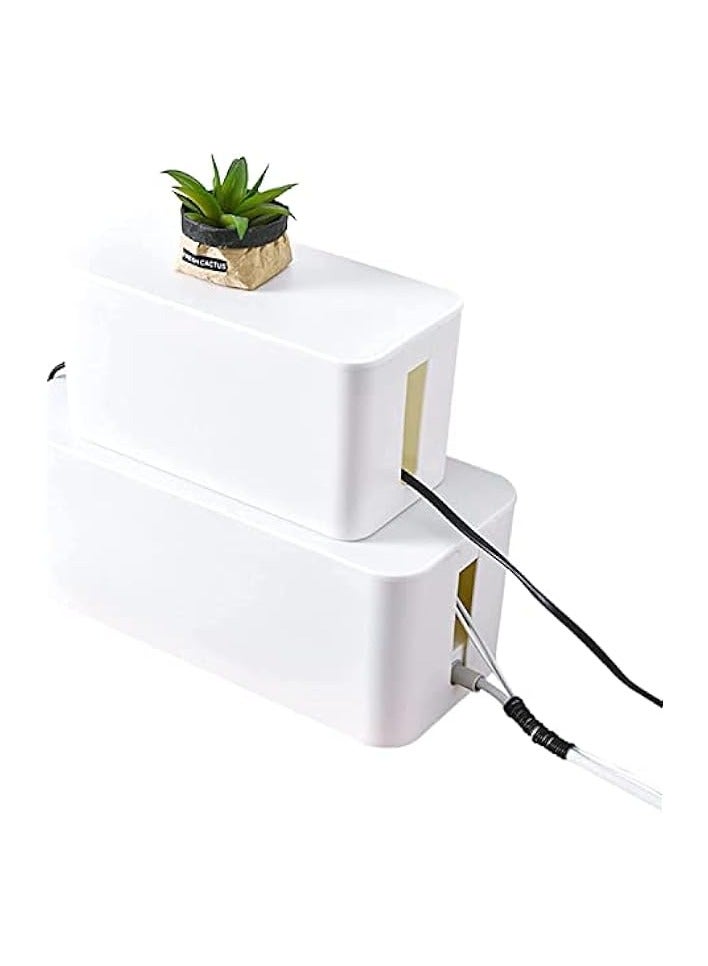 erorex Cable Management Organizer Box Tidy Box to Cover Hide Electric Wire Cord Power Strip and Extension Lead Small Large Storage for Desk Bedside Table Bathroom Set of 2  - Image 1