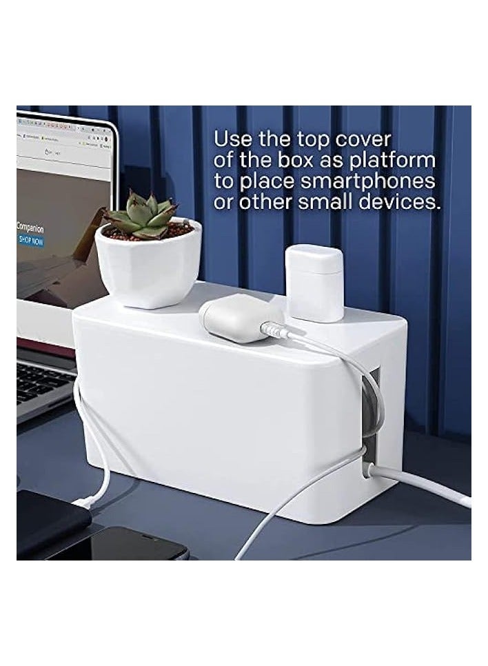 erorex Cable Management Organizer Box Tidy Box to Cover Hide Electric Wire Cord Power Strip and Extension Lead Small Large Storage for Desk Bedside Table Bathroom Set of 2  - Image 3
