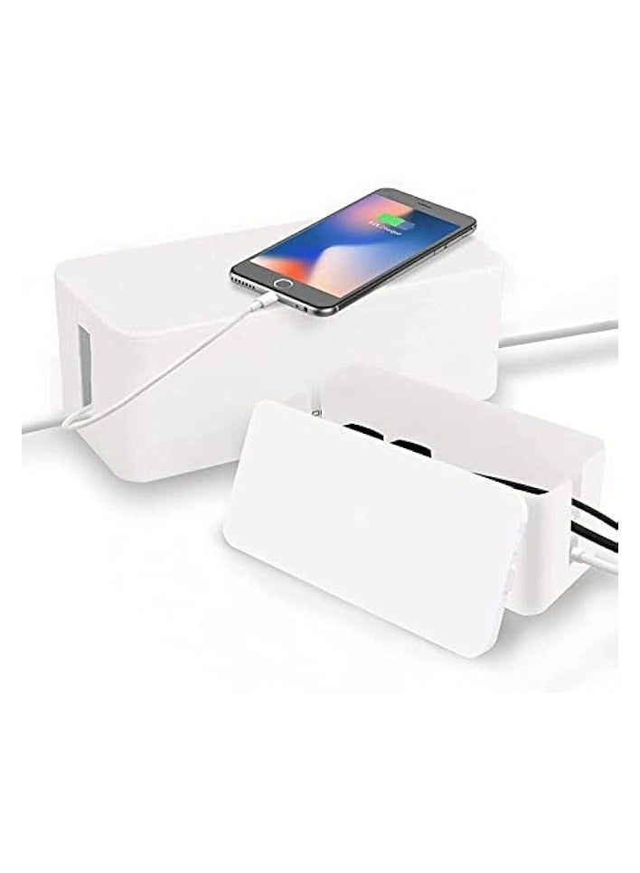 erorex Cable Management Organizer Box Tidy Box to Cover Hide Electric Wire Cord Power Strip and Extension Lead Small Large Storage for Desk Bedside Table Bathroom Set of 2  - Image 2