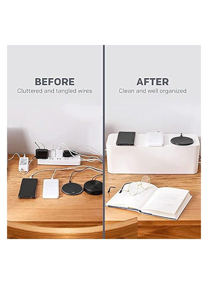 erorex Cable Management Organizer Box Tidy Box to Cover Hide Electric Wire Cord Power Strip and Extension Lead Small Large Storage for Desk Bedside Table Bathroom Set of 2  - Image 4