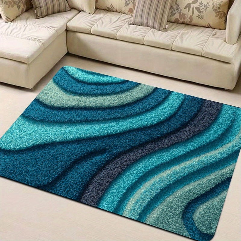 سجادة حمام حديثة غير قابلة للانزلاق وسريعة الجفاف، مقاس 23.62 × 35.43 بوصة، بتصميم موجي تجريدي - Image 5