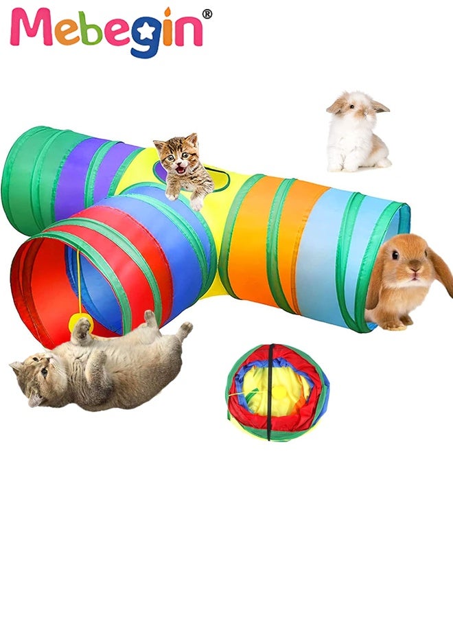 MEBEGIN 21PCS Cat Tunnel Set with Cat Teaser Stick, Cat Balls, Feather Toys and Other Cat toys, 3 Way Collapsible Cat Play Tunnel, Funny Interactive Cat Toys, Various Cat Enrichment Toys, Soft Safe Cat Toys(Random Color) - Image 2