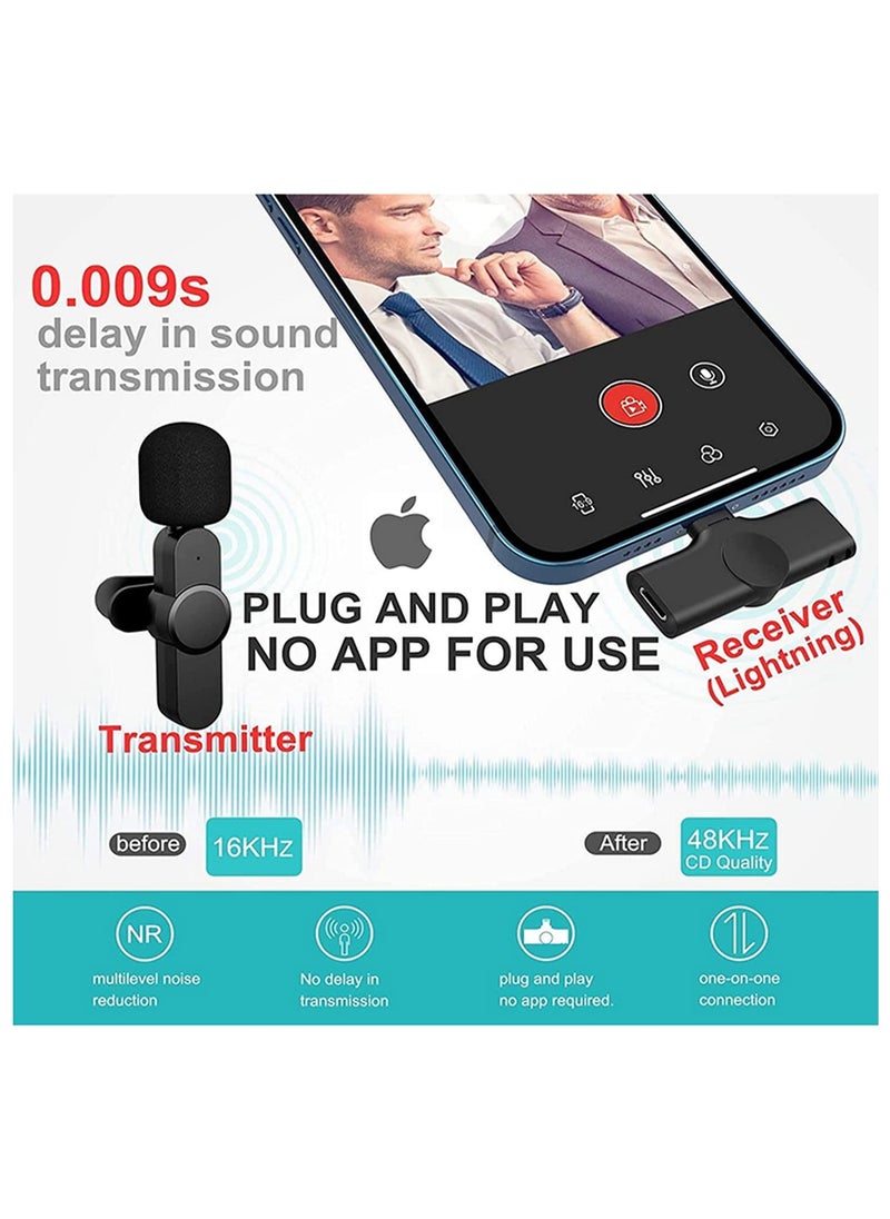 Generic 2 in 1 iphone or type-c Wireless Lavalier Microphone For IPhone, Plug Play, Portable Audio Video Recording Mic for Youtube, Live Stream, Vlog, Interview, Laptops PC  - Image 2