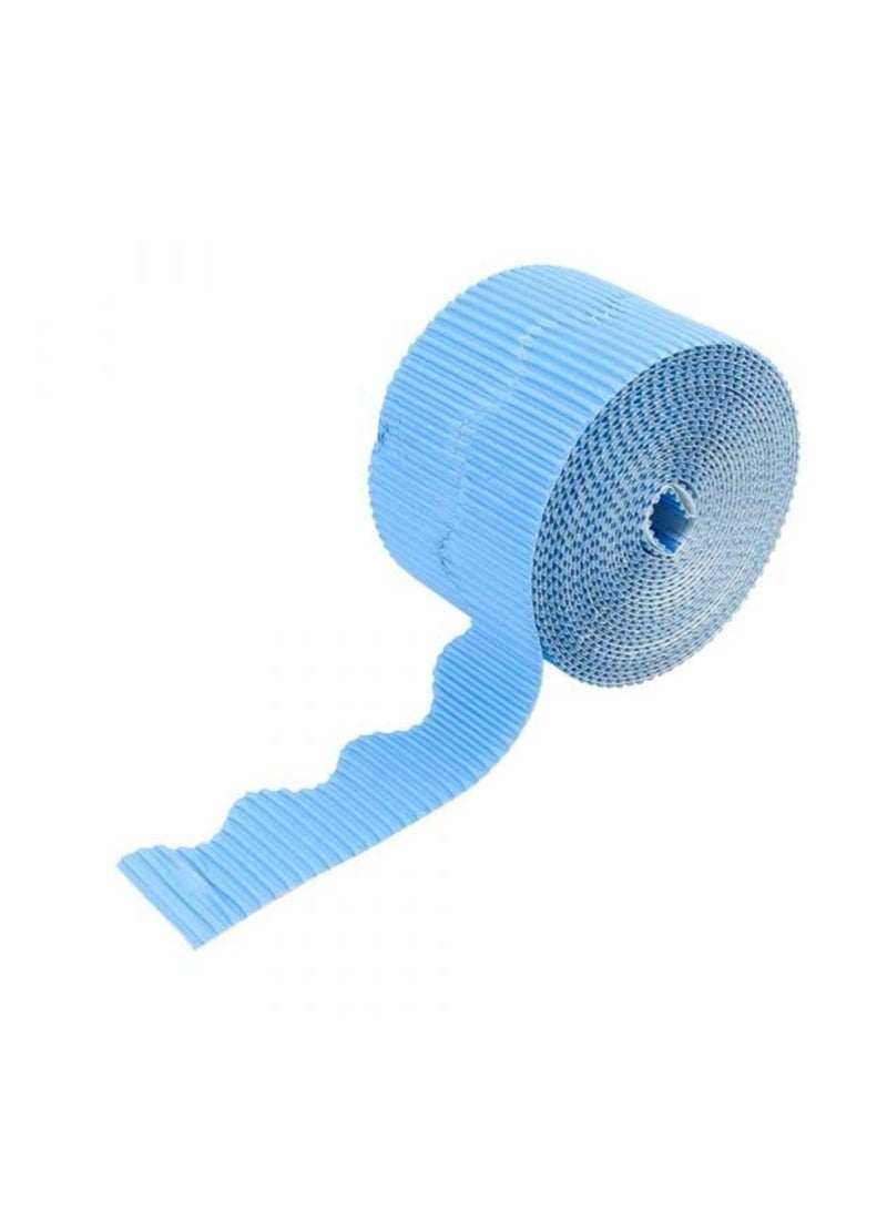 Maxi 1-Piece Corrugated Scalloped Borderette Border For School Displays, Classroom Decorations and Bulletin Boards Tape Light Blue - Image 2