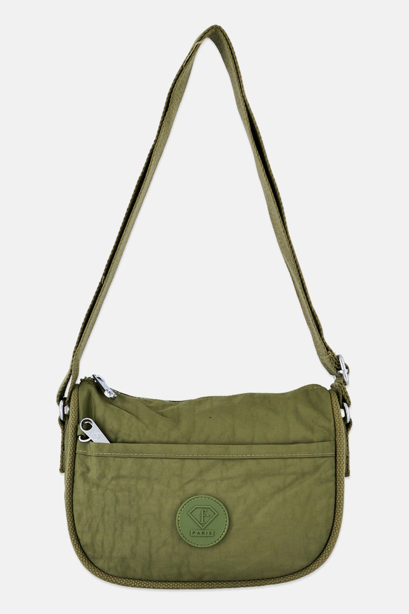 I Love Fashion Women Brand Logo Cross Body Bag, Olive - Image 1
