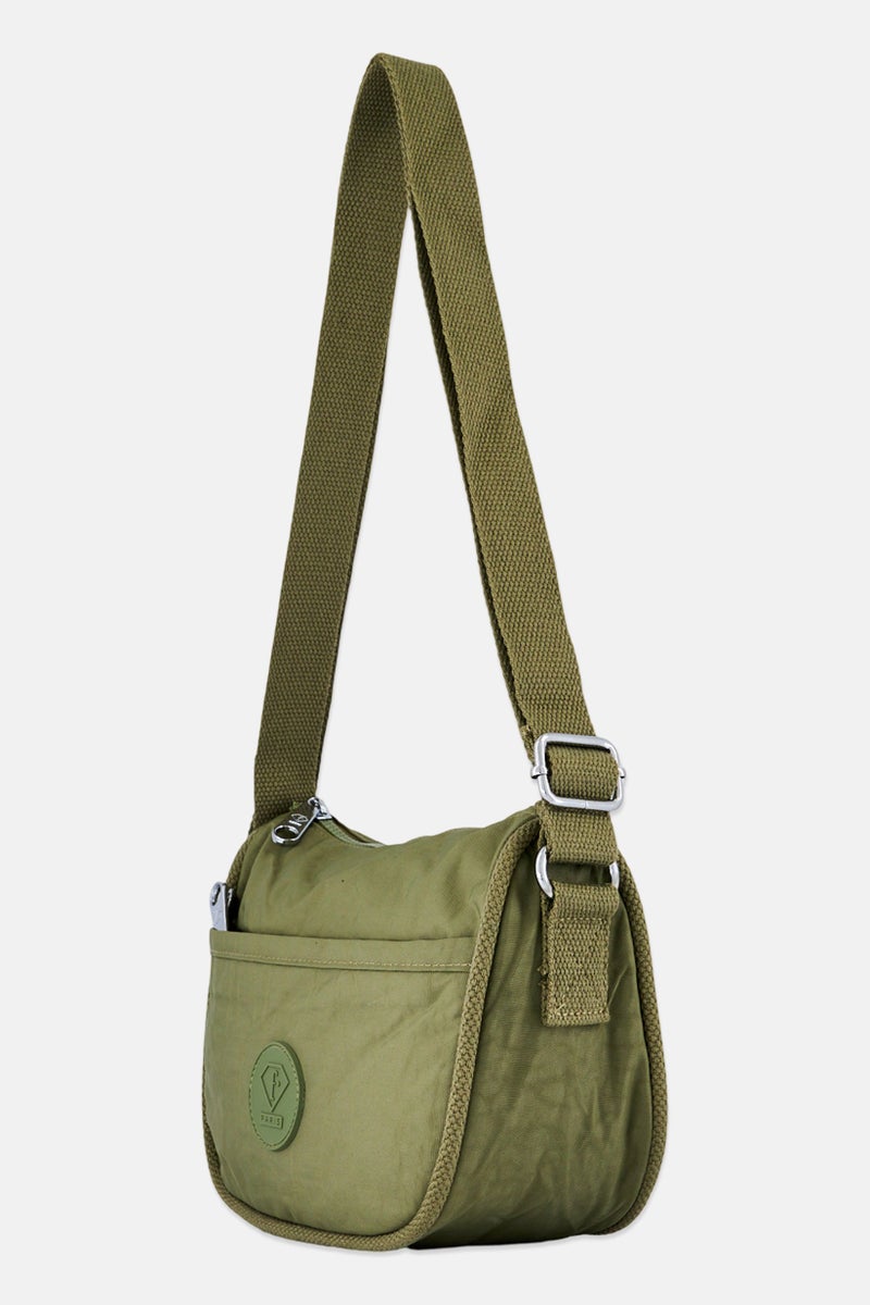I Love Fashion Women Brand Logo Cross Body Bag, Olive - Image 4
