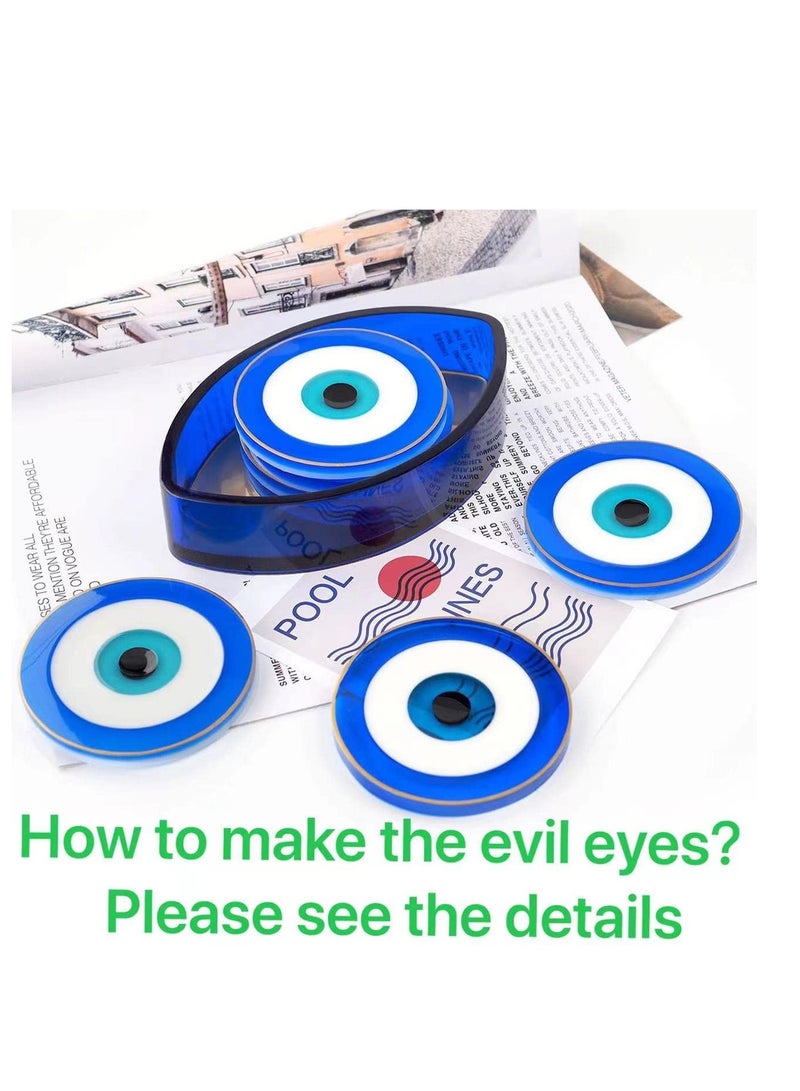 SYOSI Coaster Resin Mold, 4Pcs Evil Eye Silicone Molds DIY Epoxy Mold for Coasters Resin Casting, Coaster Resin Molds with Coaster Stand Storage Box Molds for Gift, Home Decoration - Image 2