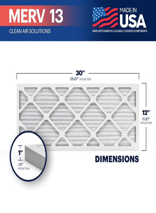 BNX TruFilter 12x30x1 Air Filter MERV 13 (4-Pack) - MADE IN USA - Electrostatic Pleated Air Conditioner HVAC AC Furnace Filters for Allergies, Pollen, Mold, Bacteria, Smoke, Allergen, MPR 1900 FPR 10 - Image 2