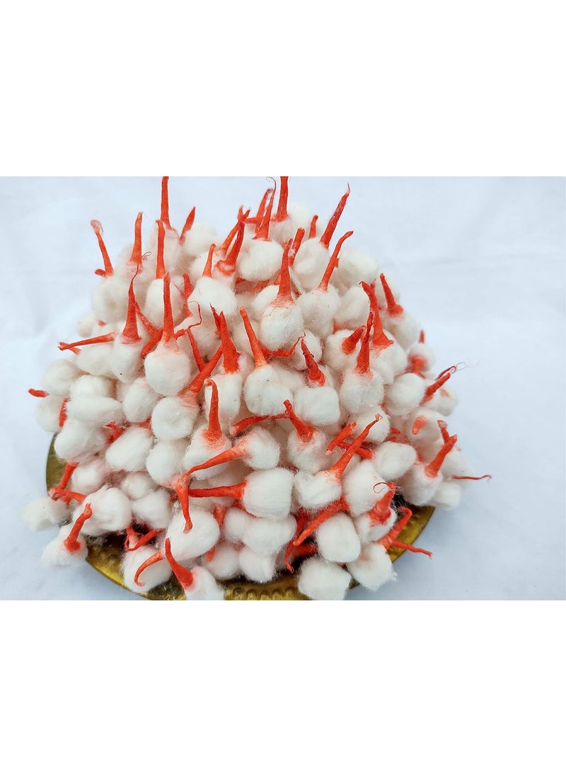 DEV POOJA STORE DEV POOJA STORE Round Cotton Wicks 100 Piece Round Batti for Puja in Home Round Cotton Wicks for Diwali Puja Rui Batti Kesar Cotton Wicks Red  - Image 2