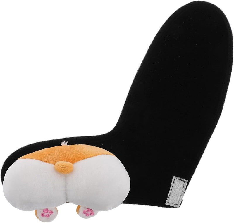 Universal Corgi Fuzzy Gear Shift Cover and Handbrake Protector Set, Cute Black Short Plush Car Gear Knob Hoodie with Stitching, Car Interior Accessories for Automotive Use - Image 1