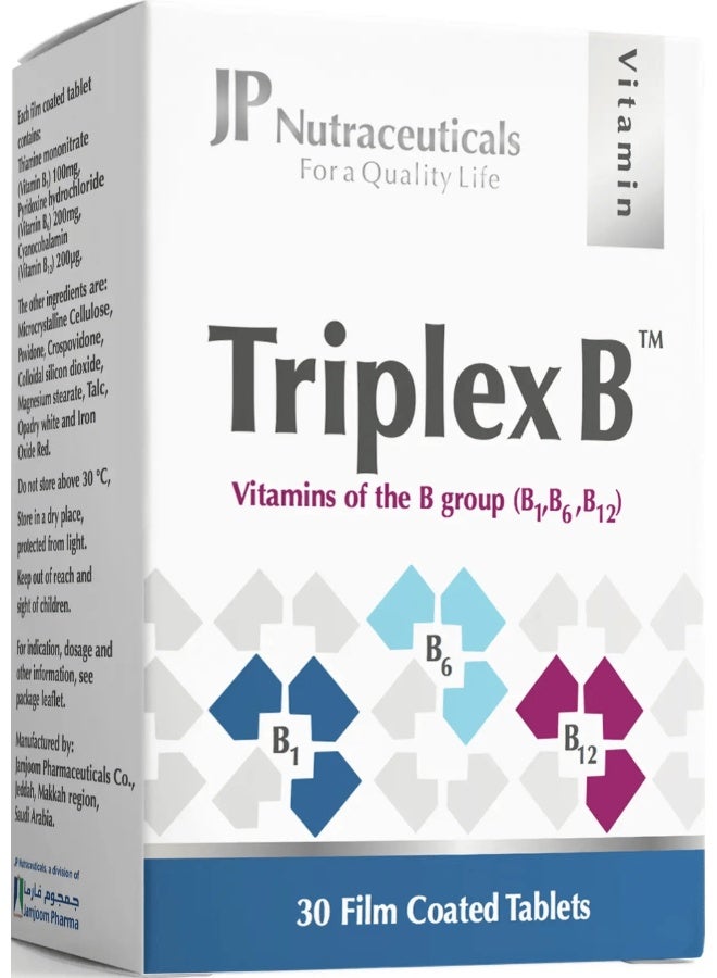 JP Nutraceuticals Triplex Vitamin B 30 Tablets - Image 1