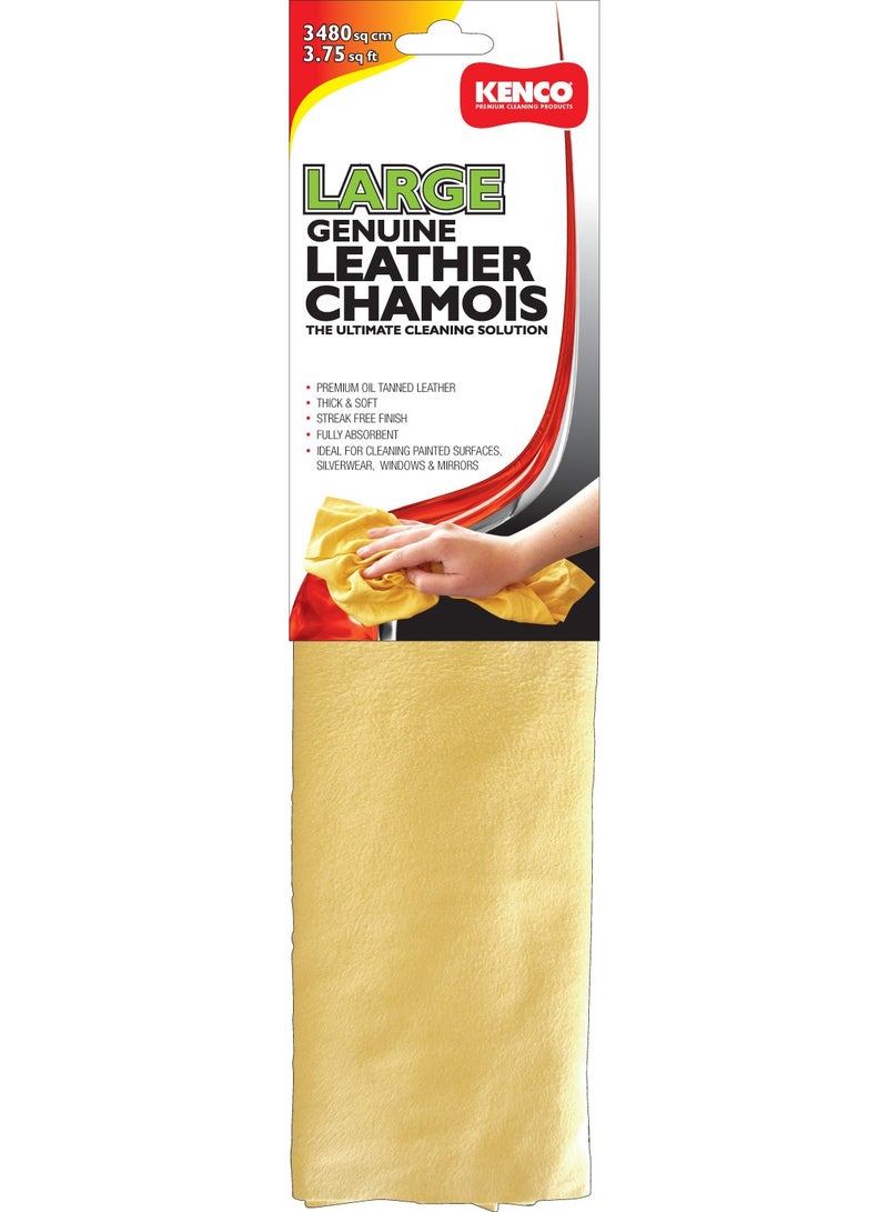 كينكو 3.75 قدم مربع جلد شامواه كبير أصلي للسيارة والمنزل - جلد مدبوغ بزيت فاخر، سميك / ناعم، ماص بالكامل، جلد شامواه طبيعي، قماش تنظيف للمنزل والمرآب
